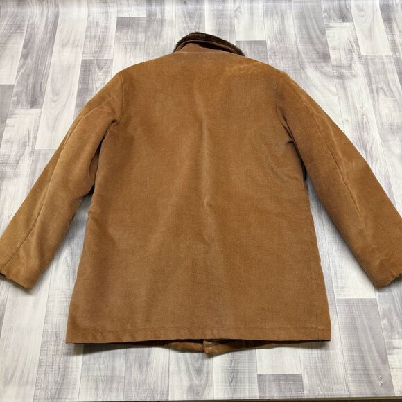 ✅Mens L VTG Cal Craft Faux Fur Lined Brown Corduroy Jacket Western **SMALL TEAR - Picture 2 of 12
